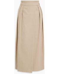 Brunello Cucinelli - Pleated Cotton-blend Twill Maxi Wrap Skirt - Lyst