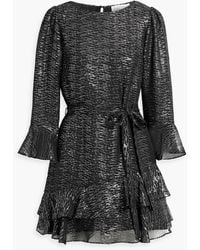 Saloni - Marissa Ruffled Metallic Fil Coupé Silk-blend Chiffon Mini Dress - Lyst