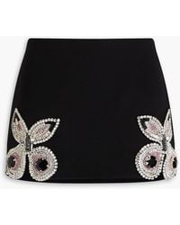 Area - Crystal-embellished Wool-blend Crepe Mini Skirt - Lyst