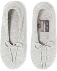 N.Peal Cashmere Bow-detailed Cashmere Slippers - Gray