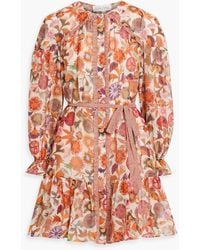 Saloni - Pixie Floral-print Cotton And Silk-blend Voile Mini Dress - Lyst
