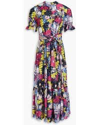 Diane von Furstenberg - Kramer Tiered Floral-print Voile Midi Shirt Dress - Lyst