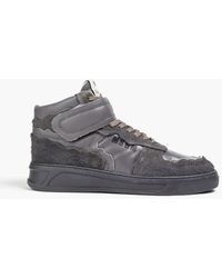 MSGM - Suede-trimmed Leather High-top Sneakers - Lyst
