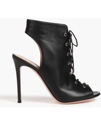 Gianvito Rossi - Cutout Leather Ankle Boots - Lyst