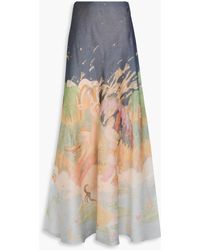 Zimmermann - Printed Silk-organza Maxi Skirt - Lyst