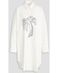 Palm Angels - Hemdkleid aus baumwollpopeline mit stickereien - Lyst