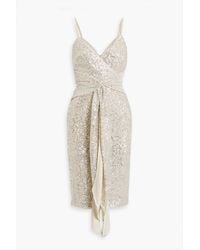 Badgley Mischka - Wrap-effect Sequined Tulle Dress - Lyst