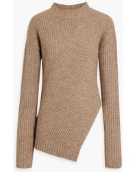 Nicholas - Krissa Asymmetric Brushed Ribbed-knit Sweater - Lyst