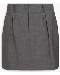 Brunello Cucinelli - Pleated Wool-blend Mini Skirt - Lyst