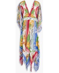 FARM Rio - Bedrucktes maxikleid aus crêpe de chine mit zierperlen und drapierung - Lyst