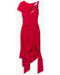Commission - Asymmetric Cutout Stretch-silk Satin Midi Dress - Lyst