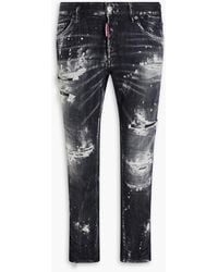 DSquared² - Skinny-Fit Distressed Painted Denim Jeans - Lyst