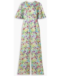 Les Rêveries - Floral-print Silk-satin Wide-leg Jumpsuit - Lyst