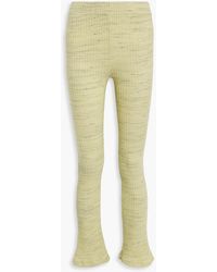 Monrow Marled Ribbed Cotton-blend Flared Trousers - Green
