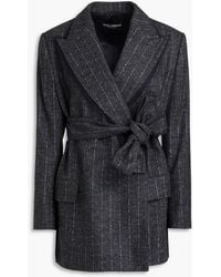 Dolce & Gabbana - Jacke aus filz mit nadelstreifen und wickeleffekt - Lyst