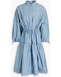 Brunello Cucinelli - Kleid aus einer baumwollmischung in knitteroptik mit zierperlen - Lyst