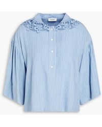 Sandro - Thibaut Guipure Lace-trimmed Woven Top - Lyst