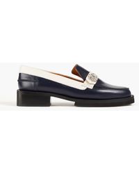Ganni - Crystal-embellished Two-tone Leather Loafers - Lyst