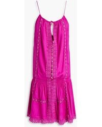 Melissa Odabash - Chelsea Lace-trimmed Embellished Voile Mini Dress - Lyst