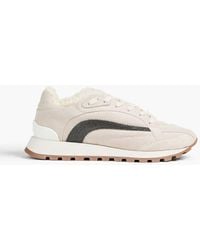 Brunello Cucinelli - Sneakers Monili Aus Veloursleder Mit Shearling - Lyst