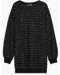 Missoni - Sequin-embellished Metallic Crochet-knit Sweater - Lyst