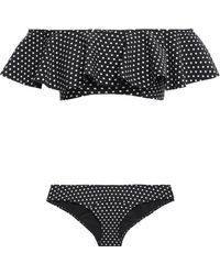 Lisa Marie Fernandez Mira Off-the-shoulder Ruffled Polka-dot Bikini Black