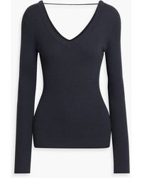 Brunello Cucinelli - Bead-Embellished Ribbed Wool And Cashmere-Blend Sweater - Lyst