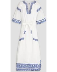 Claudie Pierlot - Rasalia Embroidered Ramie And Lyocell-blend Mousseline Midi Dress - Lyst