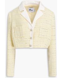 Self-Portrait - Cropped Embellished Metallic Tweed Blazer - Lyst