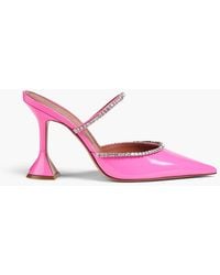 AMINA MUADDI - Gilda Crystal-embellished Patent-leather Mules - Lyst