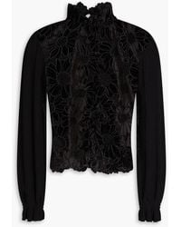 Sandro - Velvet And Guipure Lace Top - Lyst