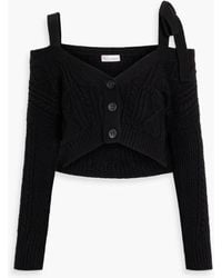 RED Valentino - Cold-shoulder Cropped Cable-knit Cardigan - Lyst