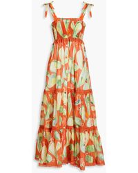 Charo Ruiz - Cuenca Tiered Printed Cotton-blend Voile Maxi Dress - Lyst