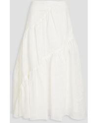 Sandro - Tiered Linen-blend Gauze Midi Skirt - Lyst