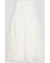 Sandro - Tiered Linen-blend Gauze Midi Skirt - Lyst