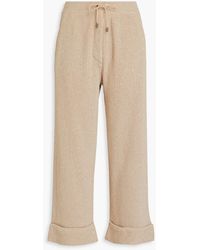 Brunello Cucinelli - Cropped Sequin-embellished Cotton-blend Straight-leg Pants - Lyst