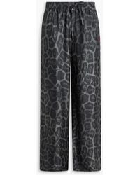 Stella McCartney - Leopard-Print Silk-Twill Wide-Leg Pants - Lyst