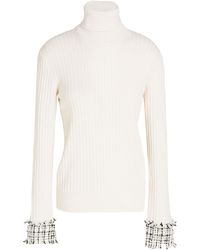 Dolce & Gabbana - Tweed-trimmed Ribbed Wool-blend Turtleneck Sweater - Lyst