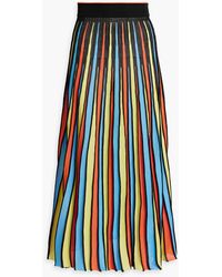 MSGM - Striped Knitted Midi Skirt - Lyst