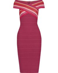 Hervé Léger Hervé Léger Striped Bandage Dress Multicolour - Red