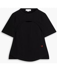 Victoria Beckham - Embroidered Cutout Cotton-jersey T-shirt - Lyst