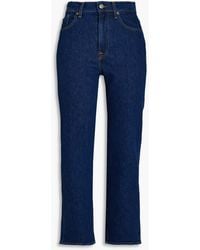 7 For All Mankind - Logan Stovepipe Cropped High-rise Straight-leg Jeans - Lyst