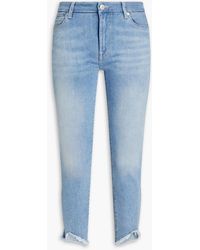 7 For All Mankind - Halbhohe cropped skinny jeans in distressed-optik - Lyst