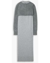 Sacai - Layered Ribbed Wool And Mohair-blend Maxi Dress - Lyst