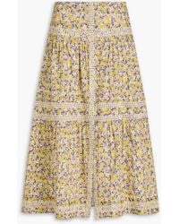 Maje - Floral-print Cotton Midi Skirt - Lyst