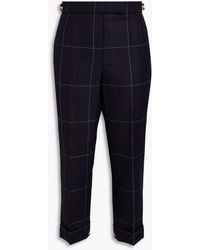 Thom Browne - Cropped Checked Wool-jacquard Slim-leg Pants - Lyst