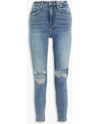 GOOD AMERICAN - Good Legs Cropped Distressed High-rise Skinny Jeans - Lyst