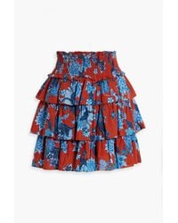 Cara Cara - Lindsey Tie Printed Cotton-voile Mini Skirt - Lyst