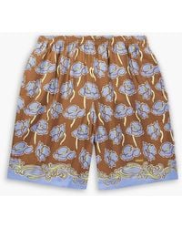 Versace - Straight-leg Printed Silk-twill Shorts - Lyst