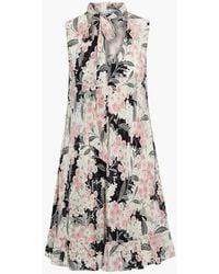 RED Valentino - Pussy-bow Floral-print Silk Crepe De Chine Mini Dress - Lyst